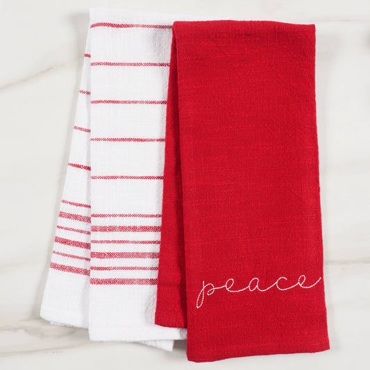 Holiday Embroidered Set Of 2 Kitchen Towels, 18"x28"
