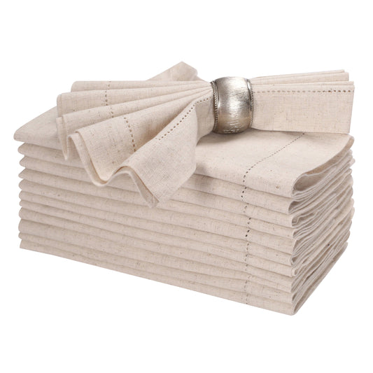 Flax Linen Cotton Napkins, 20x20" Natural - Set of 12