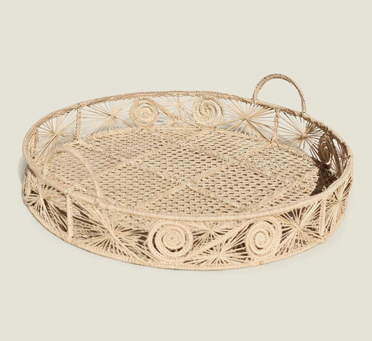 Caracoli Round Handwoven Decorative Iraca Tray