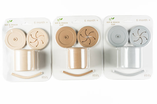 2 in 1 Straw Cup and Snack Container - Cool Tones