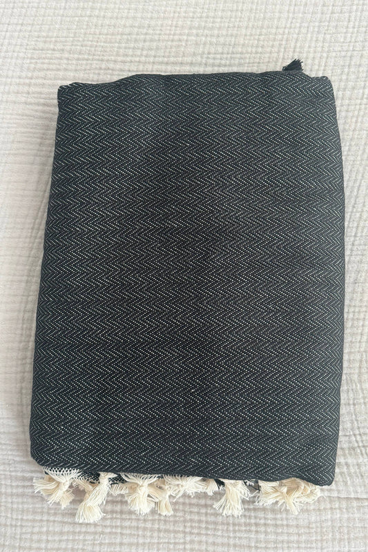 100% Cotton Black Throw Blanket