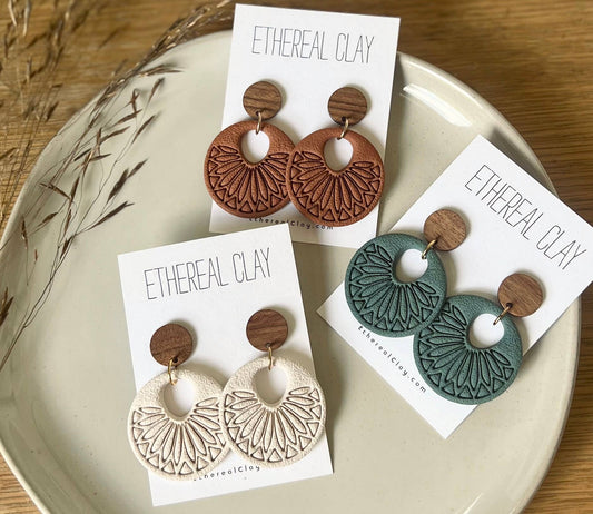 Boho Clay Earrings, Summer Style Earrings 