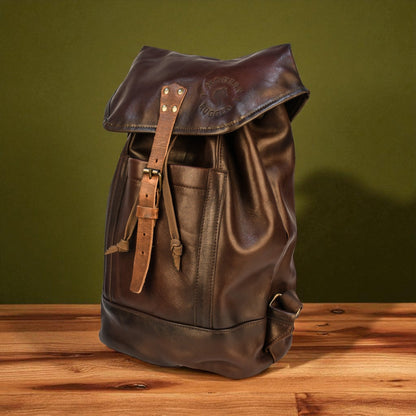 Bovine Leather Single Strap Backpack - Brown
