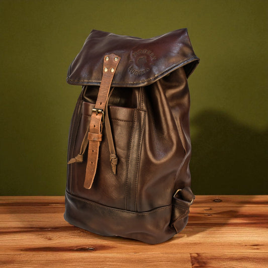 Bovine Leather Single Strap Backpack - Brown