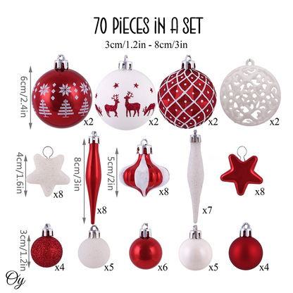 Endearing Prominent Red and White Christmas Ornament Set
