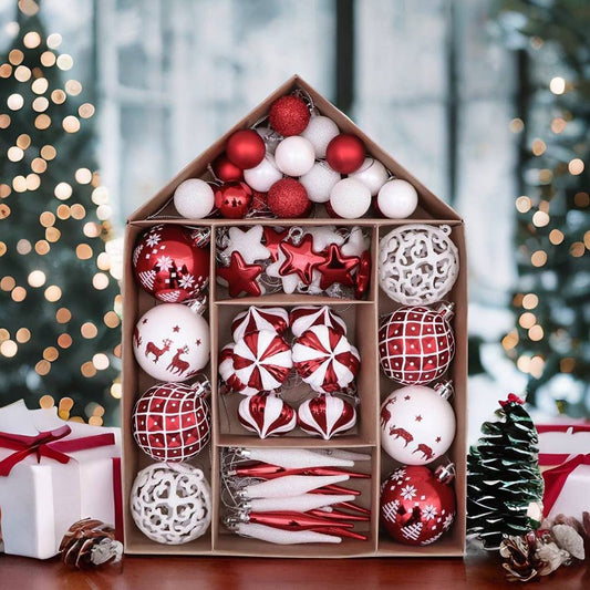 Endearing Prominent Red and White Christmas Ornament Set