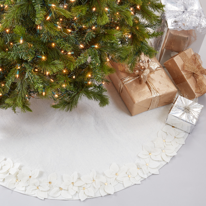 White Felt Flower 53" Tree Skirt