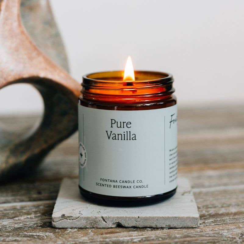 Pure Vanilla Essential Oil Beeswax Jar Candle: Non-Toxic