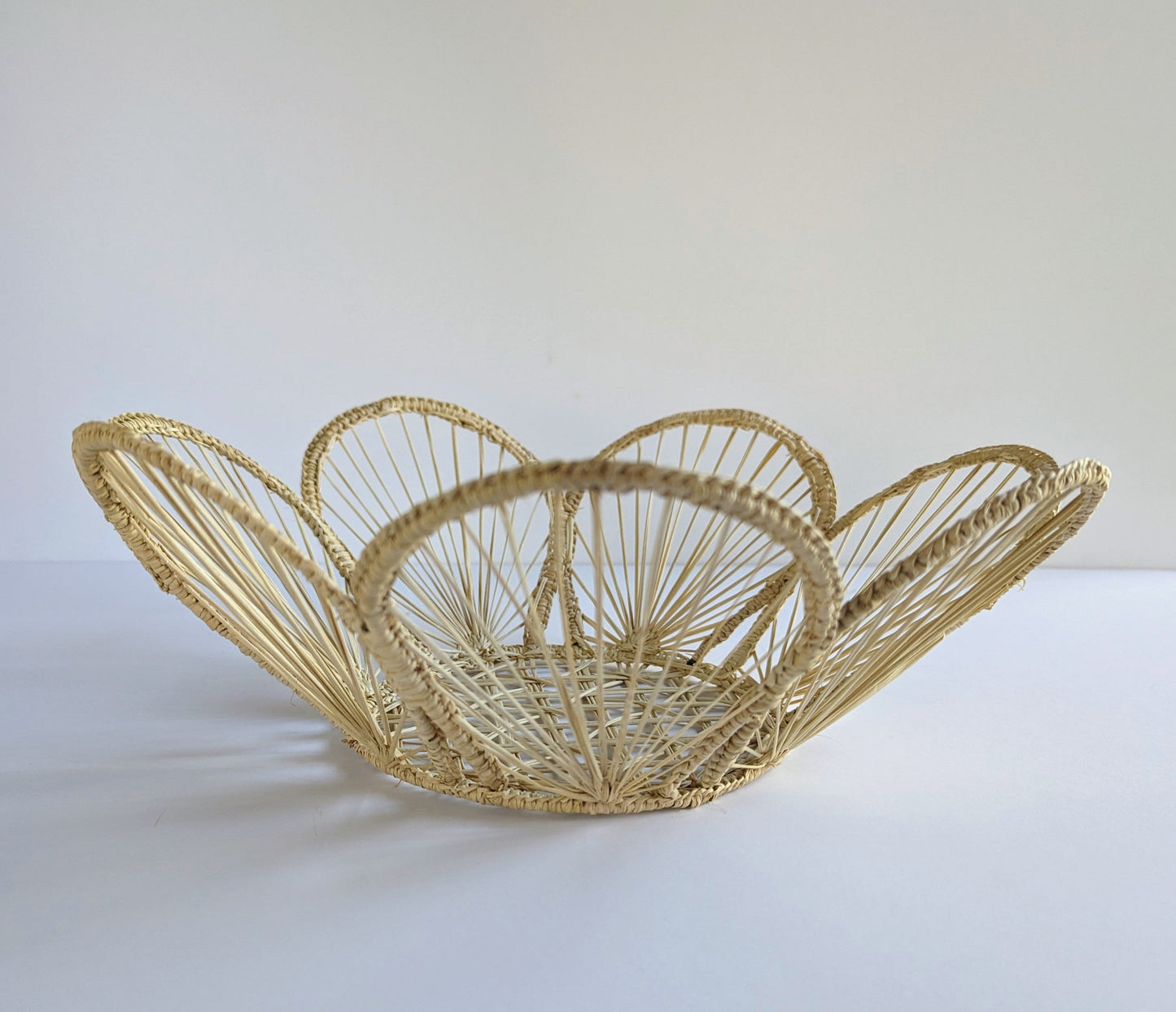 12" Scalloped Handwoven Iraca Bread Basket