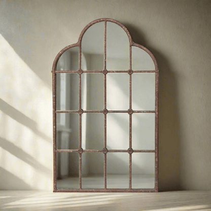 Rustic Farmhouse Iron Windowpane Mirror