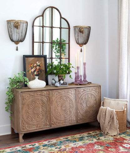Rustic Farmhouse Iron Windowpane Mirror