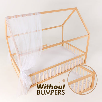 Montessori House Bed for Kids with Fence